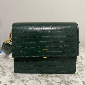JW PEI Women's Mini Flap Crossbody - Dark Green Croc